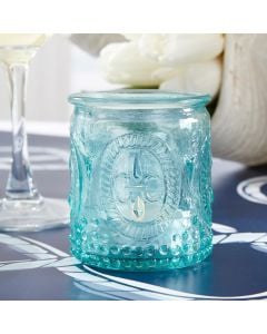 Vintage Blue Glass Tea Light Holder (Set of 8)