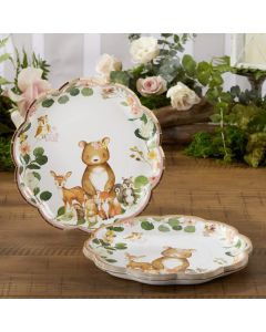Pink Woodland Baby 9 in. Premium Paper Plates (Set of 16)