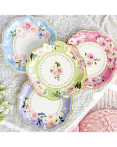 Tea Time Party 9" Premium Paper Plates - Assorted (Set of 16)