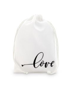 "love" Print Muslin Drawstring Favor Bag - Medium (12)