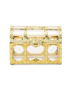 Small Clear Plastic Wedding Favor Container Set - Gold Treasure Chest (set of 2)