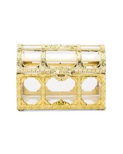 Small Clear Plastic Wedding Favor Container Set - Gold Treasure Chest (set of 2)