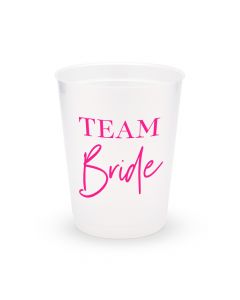 Personalized Frosted Plastic Party Cups - Team Bride Script - Set of 8