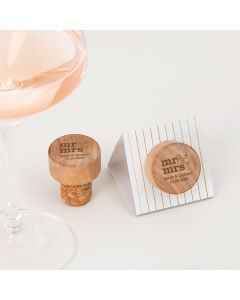 Custom Engraved Reusable Wooden Bottle Stopper - Mr & Mrs