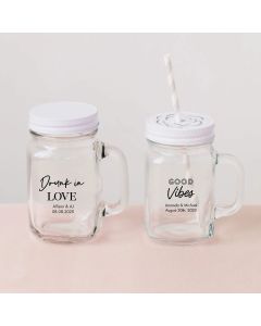 Personalized 12 oz. Mason Jar Mug with Lid