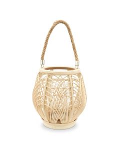 Large Natural Hanging Lantern - Rattan & Glass