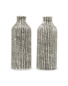 Black Tribal Patterned Decorative Table Vases - Set Of 2