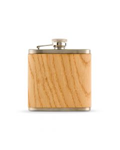 Oak Wood Wrapped Stainless Steel Hip Flask
