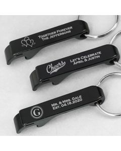 Personalized Black Aluminum Keychain Bottle Opener