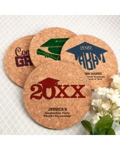 Personalized Graduation Round Cork Coasters