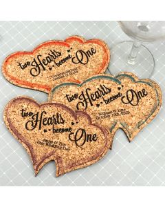 Personalized Double Heart Cork Coaster