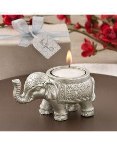 Good Luck Silver Indian Elephant Candle Holder