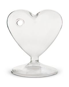 Miniature Clear Blown Glass Heart Vase (set of 4)