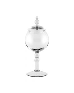 Large Glass Apothecary Candy Jar – Footed Globe Bowl With Lid