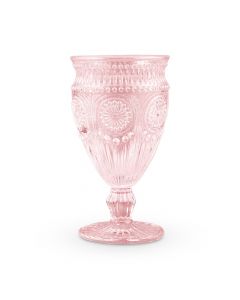 Vintage Style Pressed Glass Goblet Pink