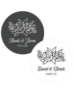 Floral Silhouette Round Labels