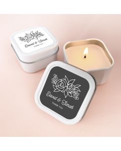Floral Silhouette Square Candle Tins