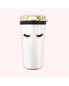 Eyelash Travel Coffee Tumblers - Gold Lid