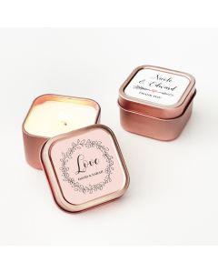 Floral Candle Tin Favors - Rose Gold