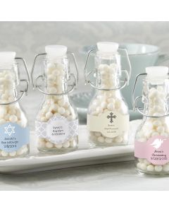 Mini Glass Favor Bottle with Swing Top - Religious (Set of 12) (Available Personalized)