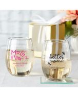 Personalized 9 ounce Party Stemless Wine Glass