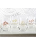 Personalized 15 ounce Stemless Wine Glass - Fall