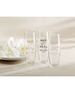  Personalized 9 Ounce Stemless Champagne Glass - Mr. & Mrs. 