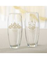 Personalized 9 ounce Stemless Champagne Glass - Indian Jewel