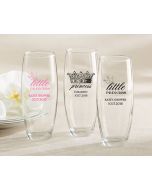 Personalized 9 ounce Stemless Champagne Glass - Little Princess