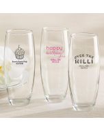 Personalized Stemless Champagne Glass – Birthday
