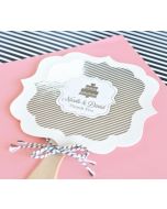 Personalized Metallic Foil Paddle Fans - Wedding
