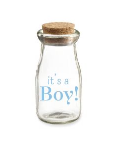 3.8 oz. Printed Vintage Milk Bottle Favor Jar - It's a Boy Blue (Set of 12)