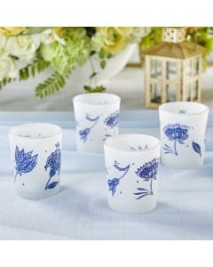 Blue Willow Frosted Glass Votive (Set of 4)